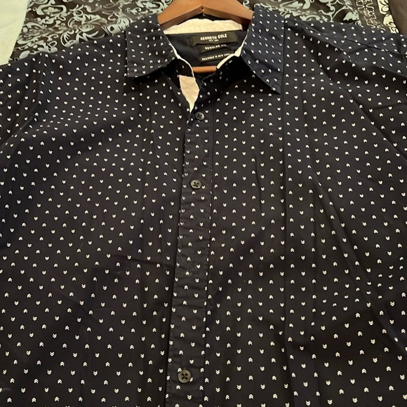 Kenneth Cole,Navy Geometric Print Button Down Shirt, 2XL, nice style - Picture 5 of 8